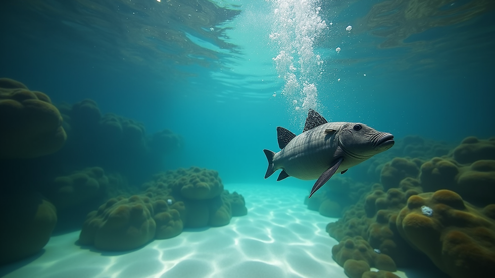 Vue en plongée d’un kit de test pour aquarium d’eau douce avec flacons et bandelettes
