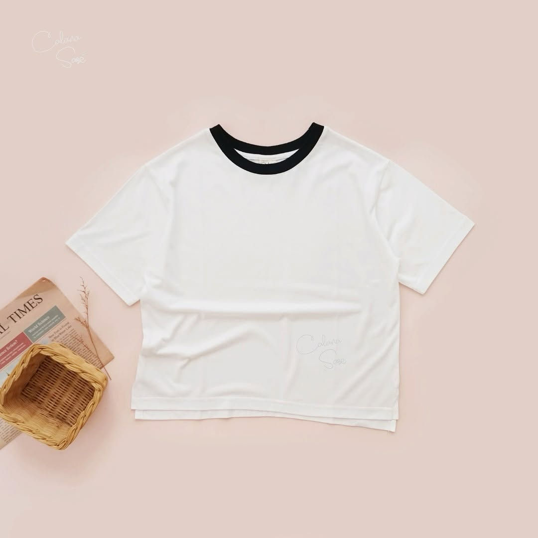 Bidari Tencel - Putih Kerah Hitam
