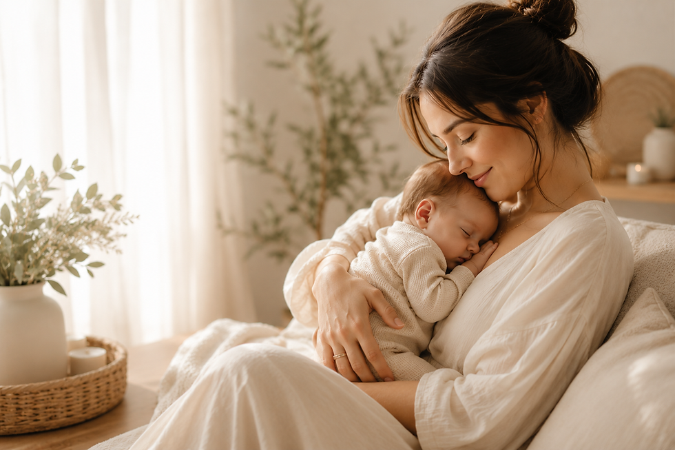 Mother holding her new born baby