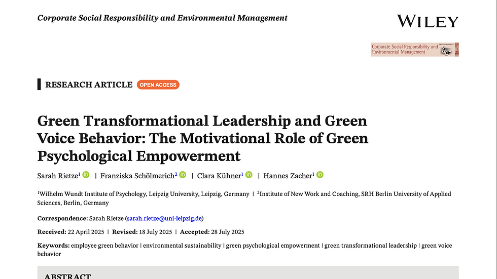 Wissenschaftliche Studie Green Voice Behavior & Green Leadership