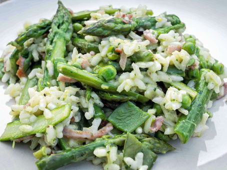 Risotto de printemps aux asperges et deux pois