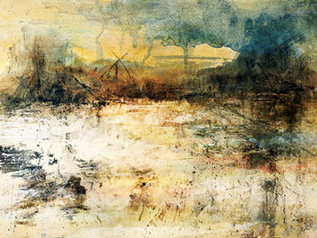 Grunge Landscape with warm yellows and snow