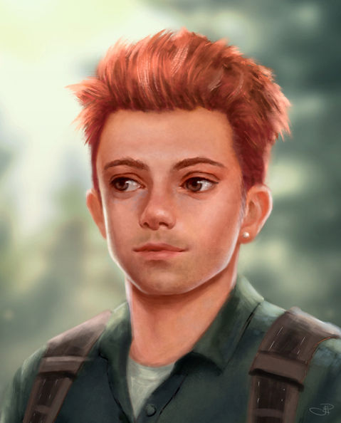 digital portrait of a young man with red hair