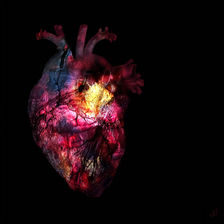 mixed media painting of a heart