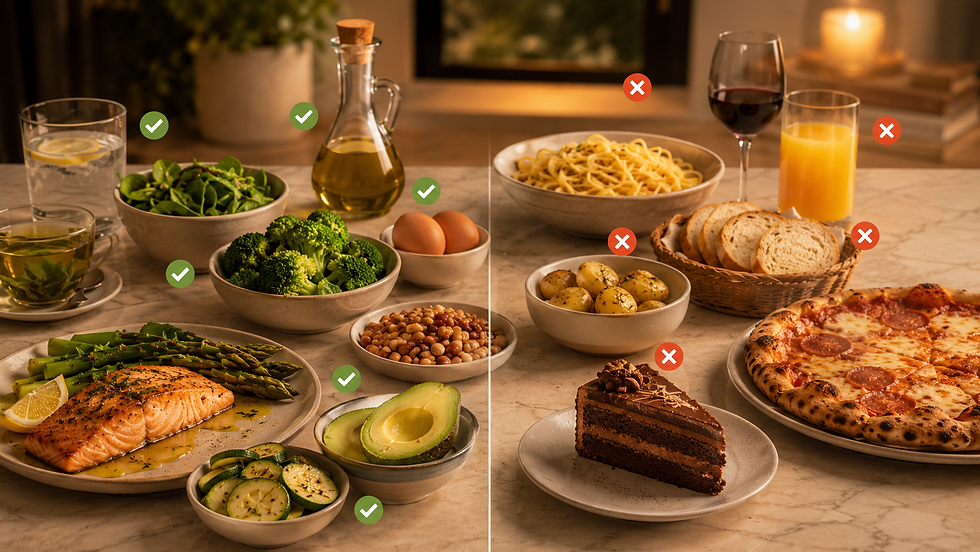 Cosa mangiare ed evitare a cena con insulino-resistenza: proteine, verdure e grassi buoni rispetto a pizza, pasta, dolci e alcolici