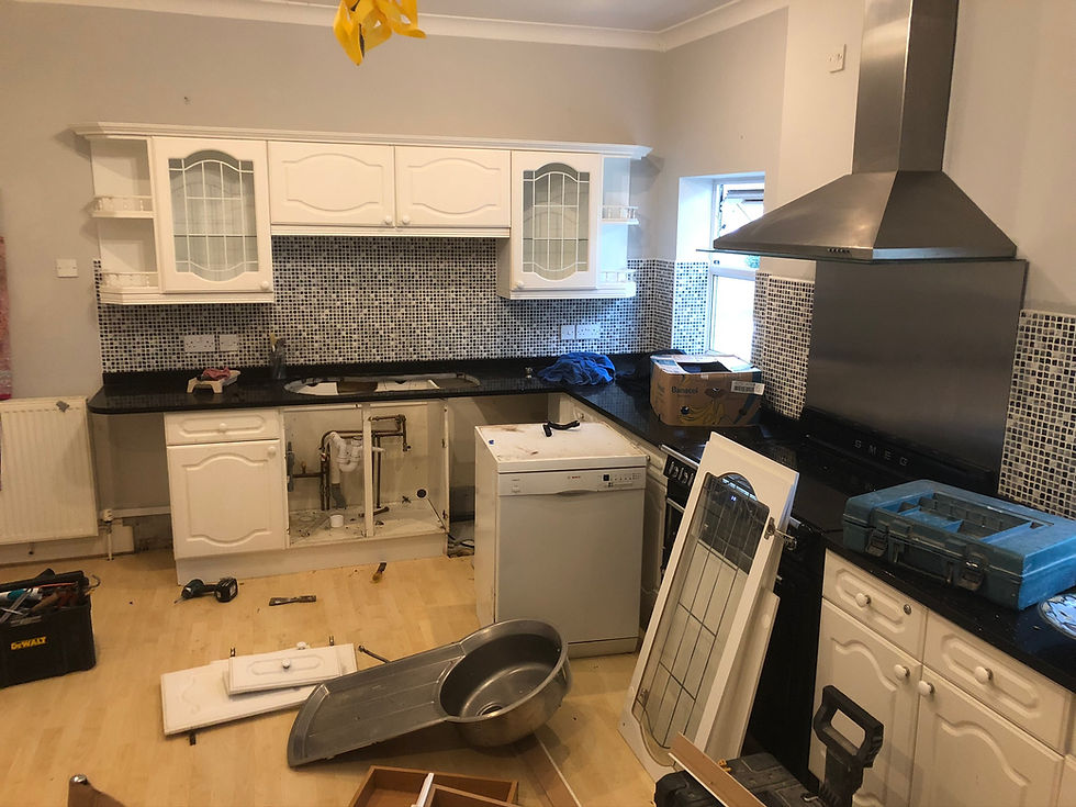 Bespoke kitchen renovations under construction with cabinets