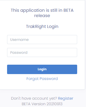 Screenshot of Log In Page