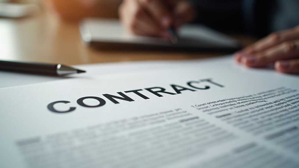 Close-up view of a contract with highlighted sections