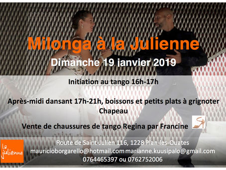 Cours d'initiation et milonga 19 janvier