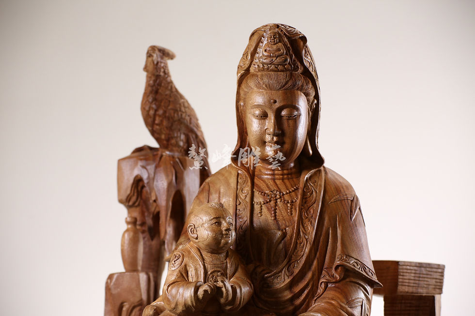 由鰲峰雕藝所雕刻的木雕神像【送子觀音】