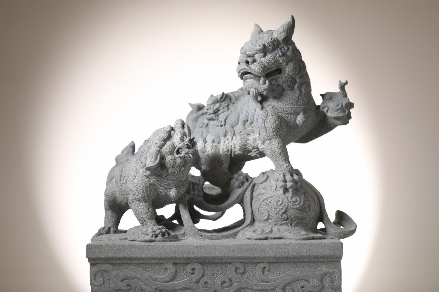 石獅子_1尺3加冠晉祿對獅1