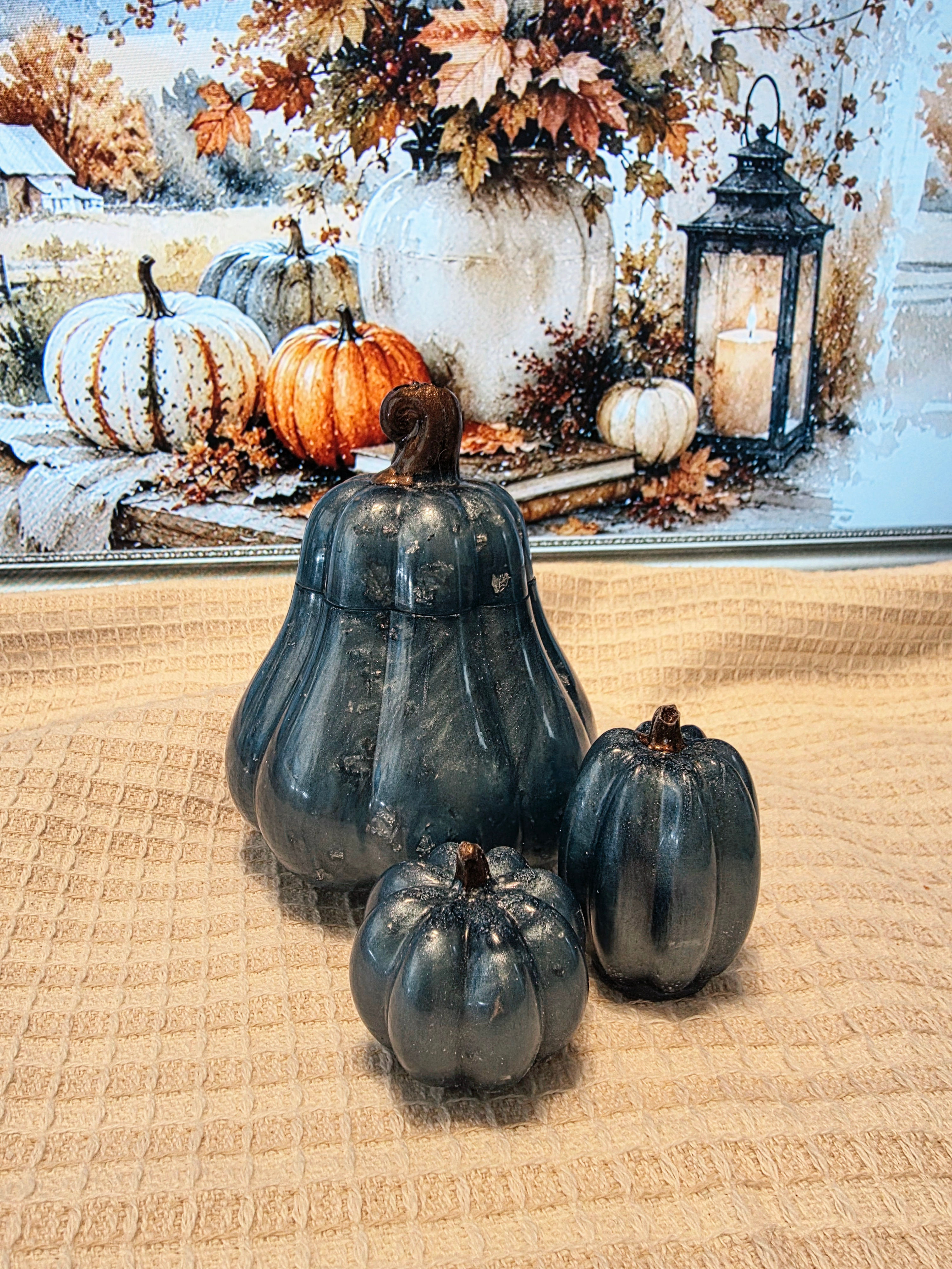 Storm Blue Pumpkin Trio — Hidden Jar Set