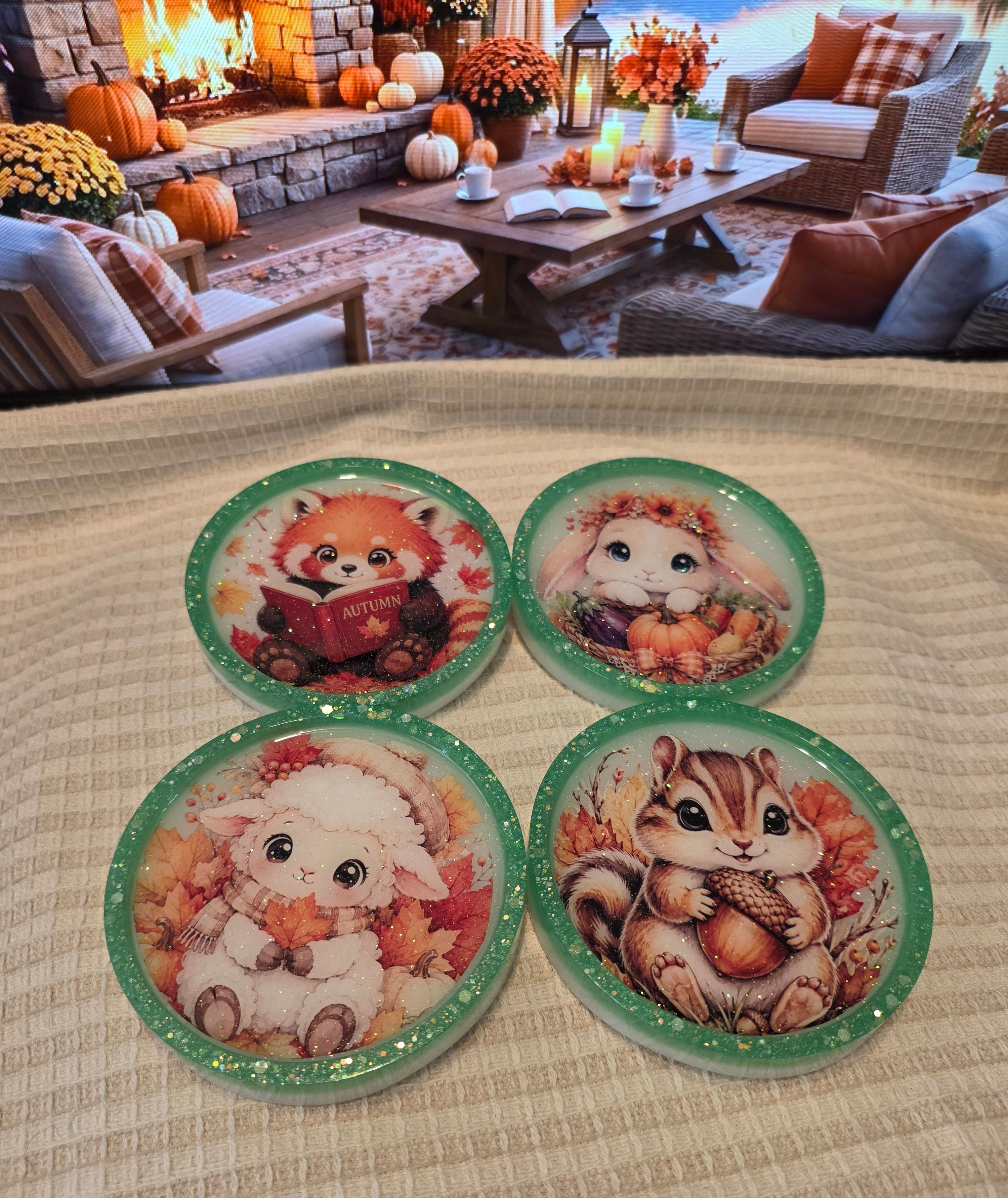 Autumn Critters Coaster Set