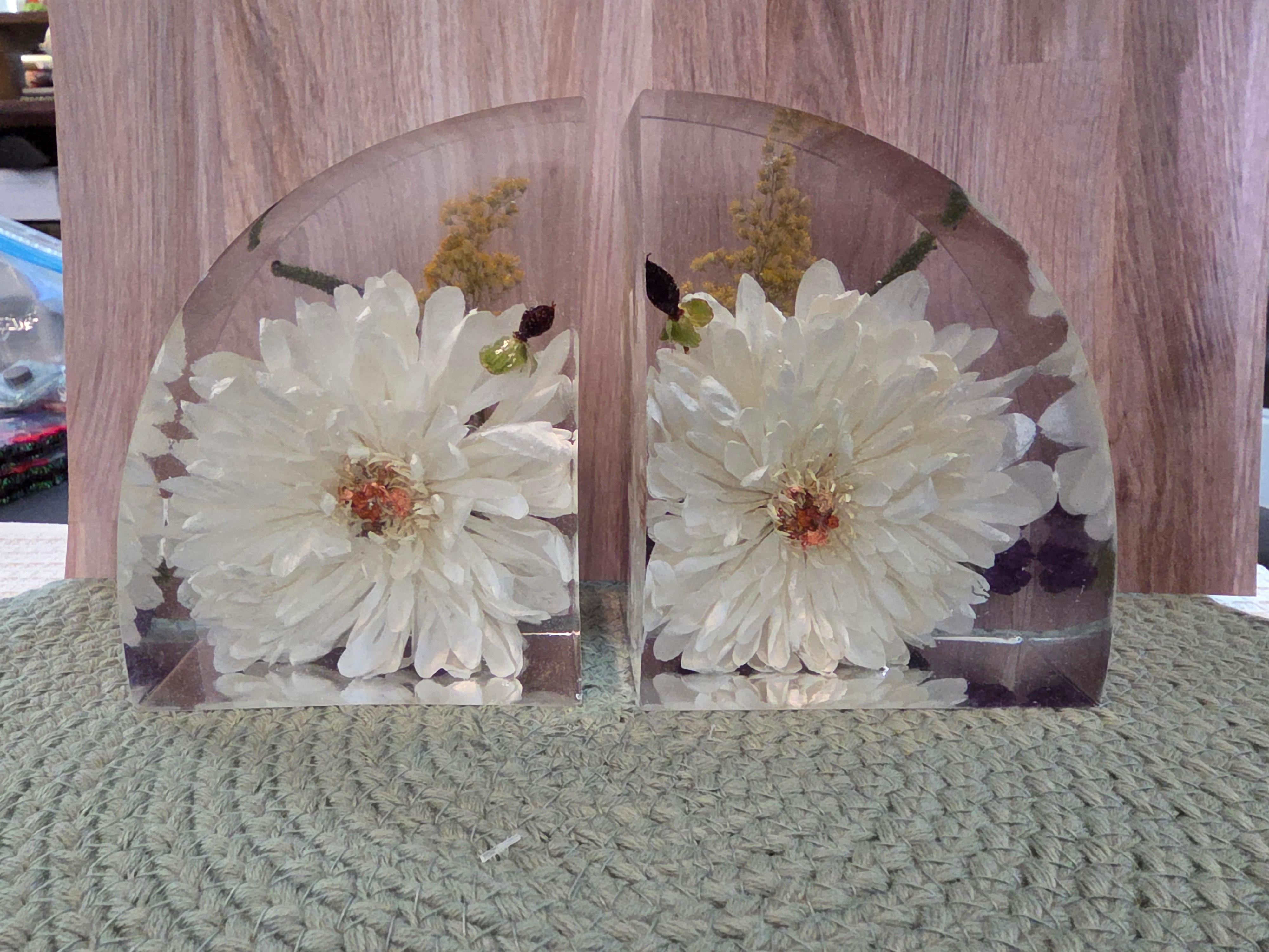 Garden Preserved — Floral Resin Bookends