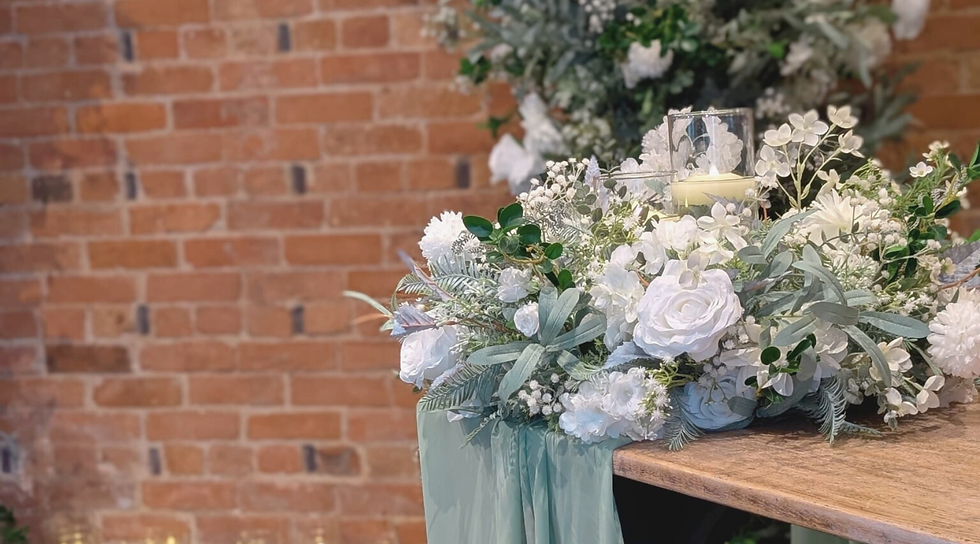 Wedding Table Styling, white and green floral