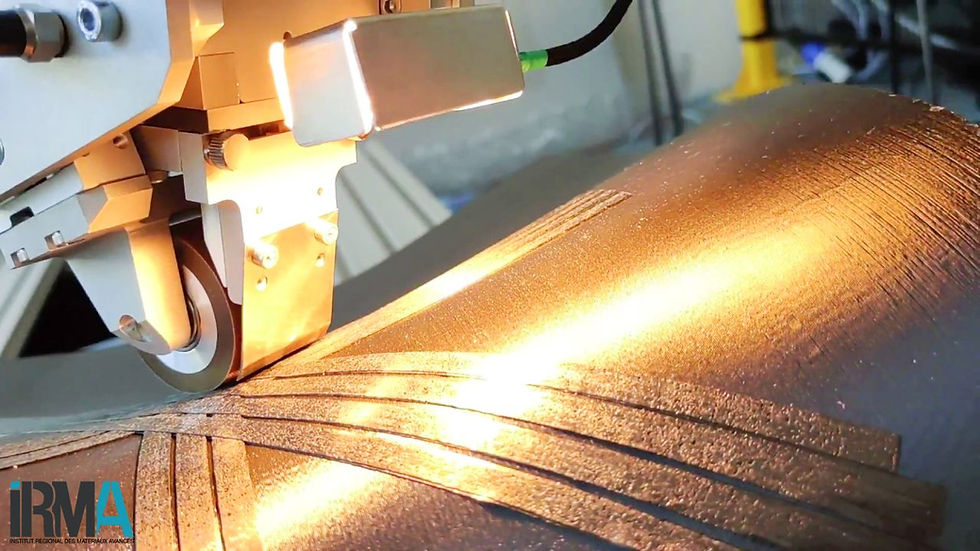 Fiber Placement tool placing tape on an FDM (PLA) tool