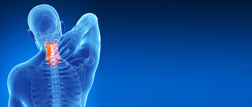 Blue neck pain illustration for an article on light sensitivity after whiplash from Muscle IQ Physical Therapy in Orem, Utah