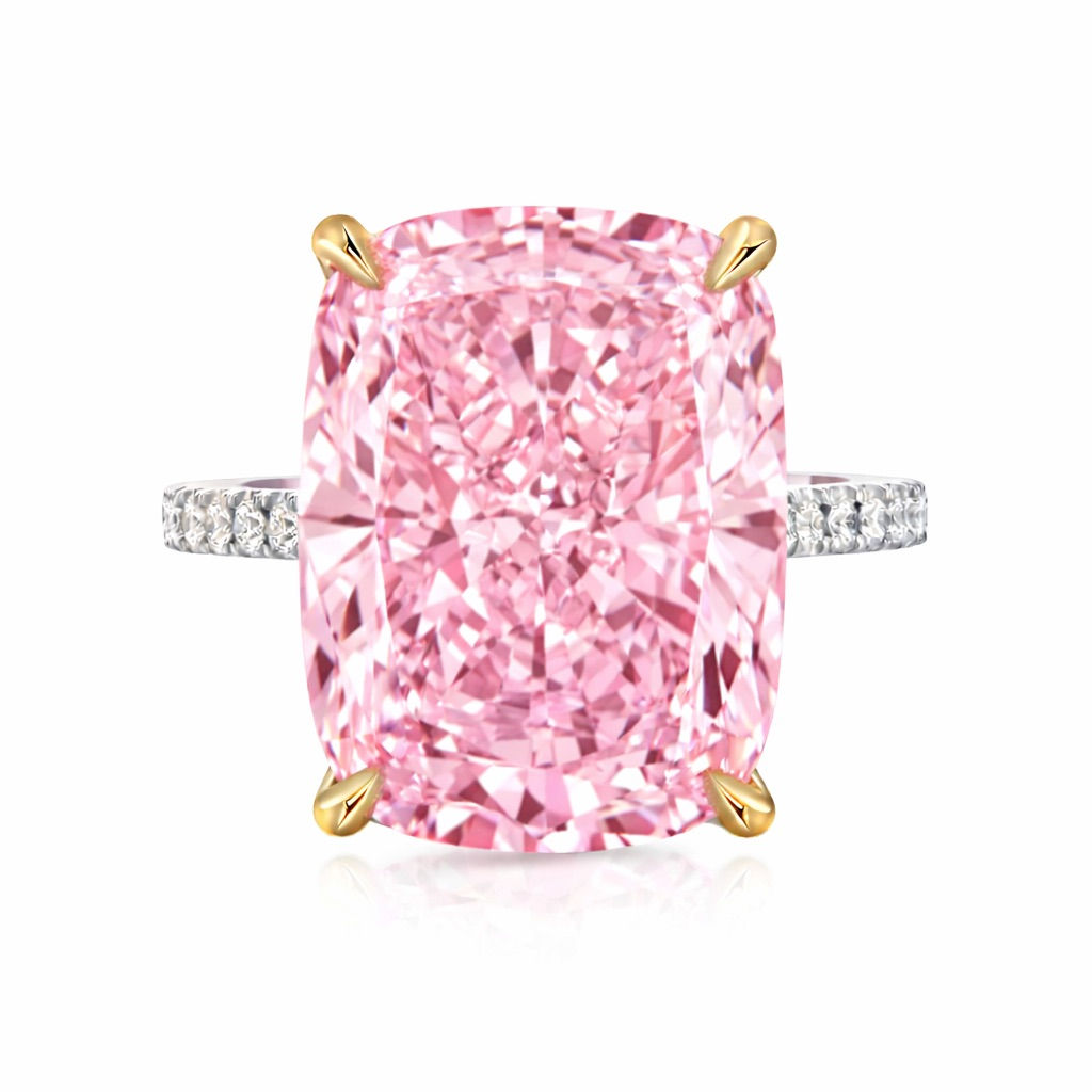 8 Carat Pink Diamond Elongated Cushion Cut Pavé Ring