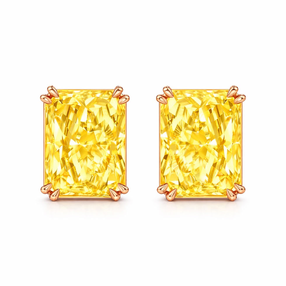 Thumbnail: 7 Carats TW Yellow Diamond Stud Earrings