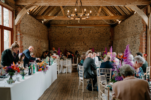 inside the wedding reception barn at cissbury