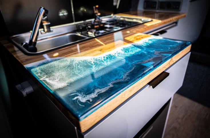 VW camper van interior kitchen