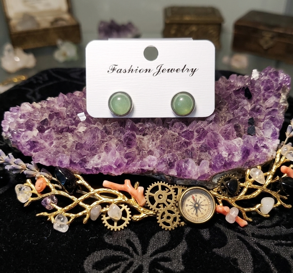 Boucles d'oreilles Aventurine Verte boules 10 mm femmes