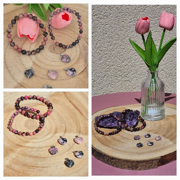 Bracelet boule 6 mm rhodonite Madagascar