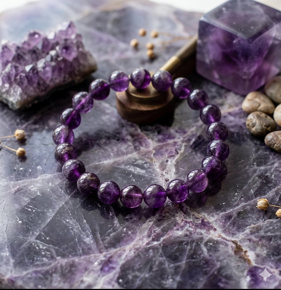 Bracelet boule 6 mm Améthyste Rubanée