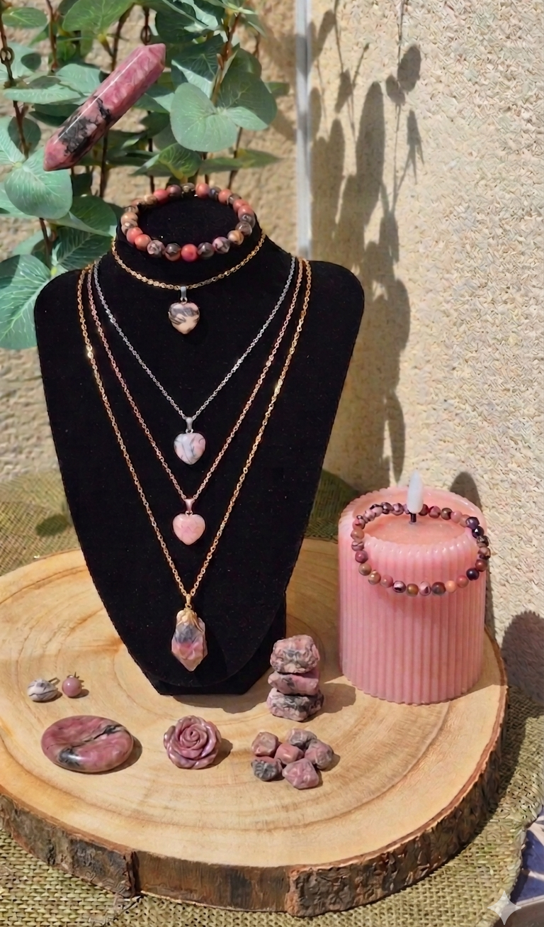 Bracelet boule 6 mm rhodonite Madagascar