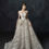 Thumbnail: Strapless floral lace bridal gown with A-line skirt
