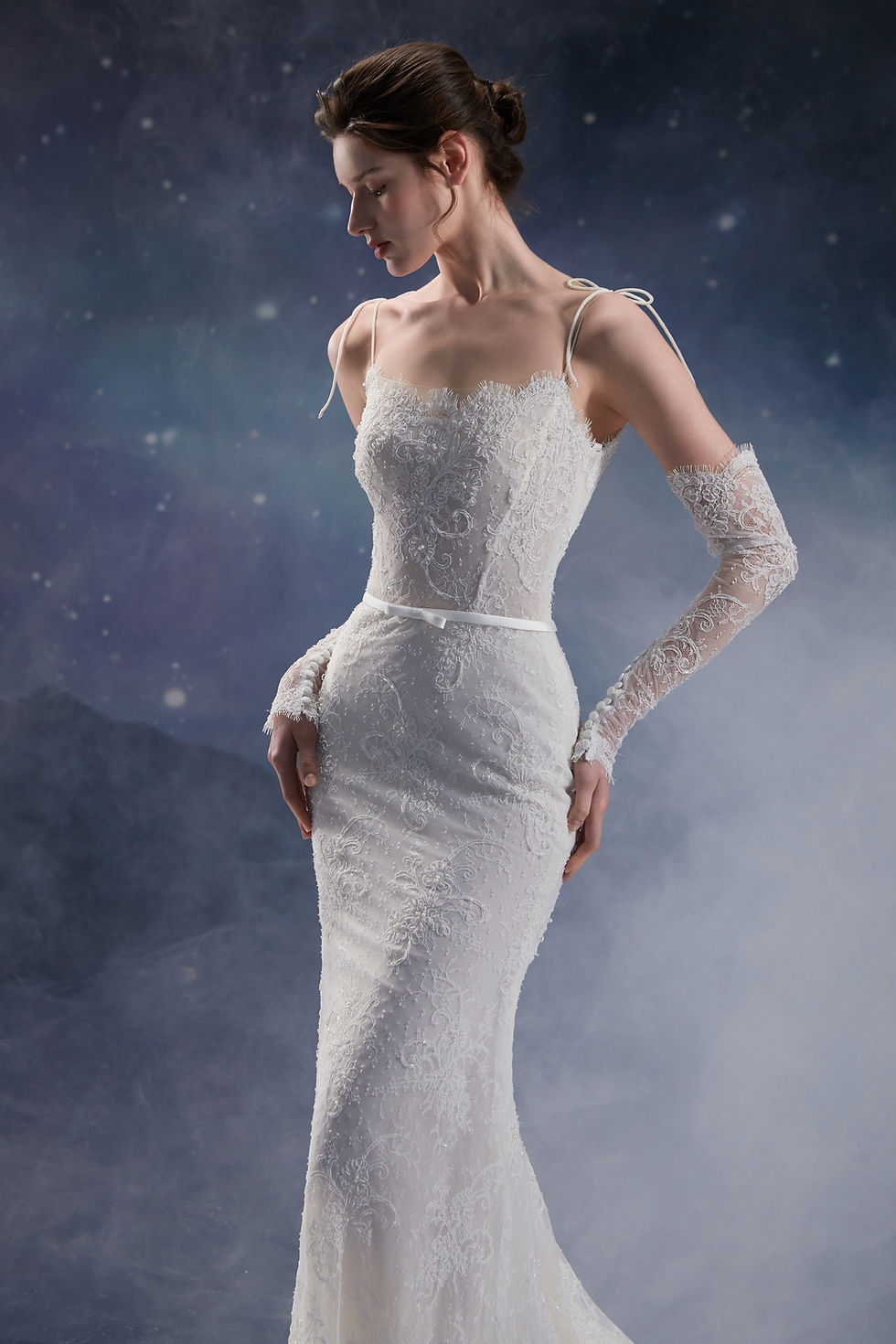 Thumbnail: Mira lace sheath wedding dress