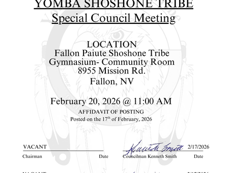 Special Council Meeting Notice- February 20, 2026