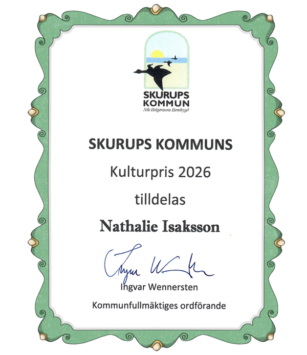 Skurups kommuns kulturpris 2026 tilldelades Nathalie Isaksson.