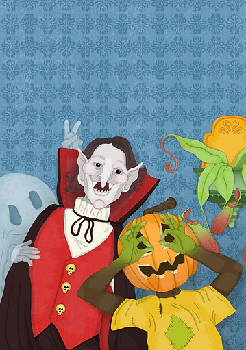 Halloween, Spöke, Dracula vampyr, Pumpa, Kannranka
