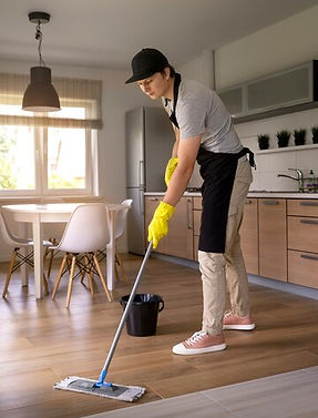 man servant cleaning house