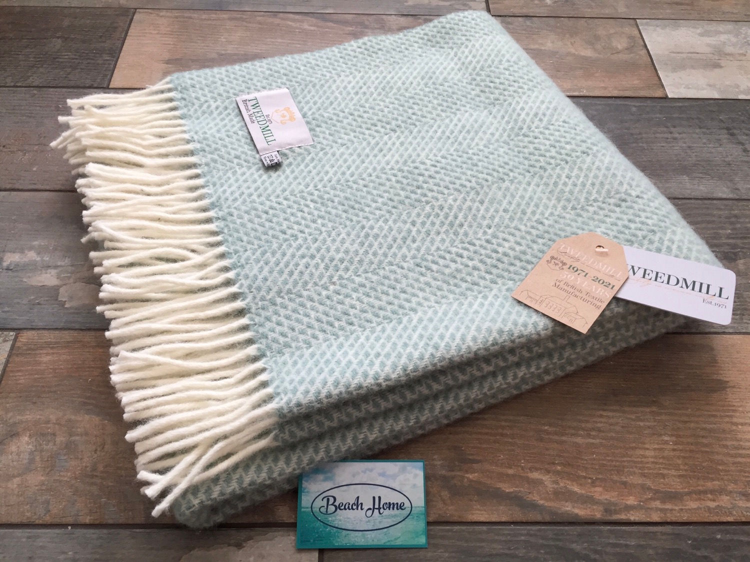 Tweedmill Textiles Ocean beehive pure wool knee blanket