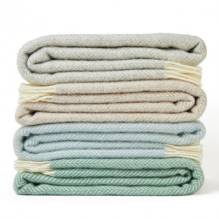 Thumbnail: Tweedmill Textile pure Wool grey Fishbone Throw/Blanket