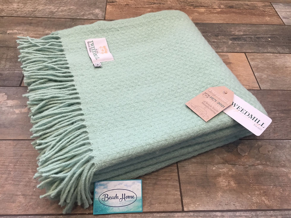 Thumbnail: Tweedmill Textiles Pure New Wool Laurel green wafer Throw/Blanket