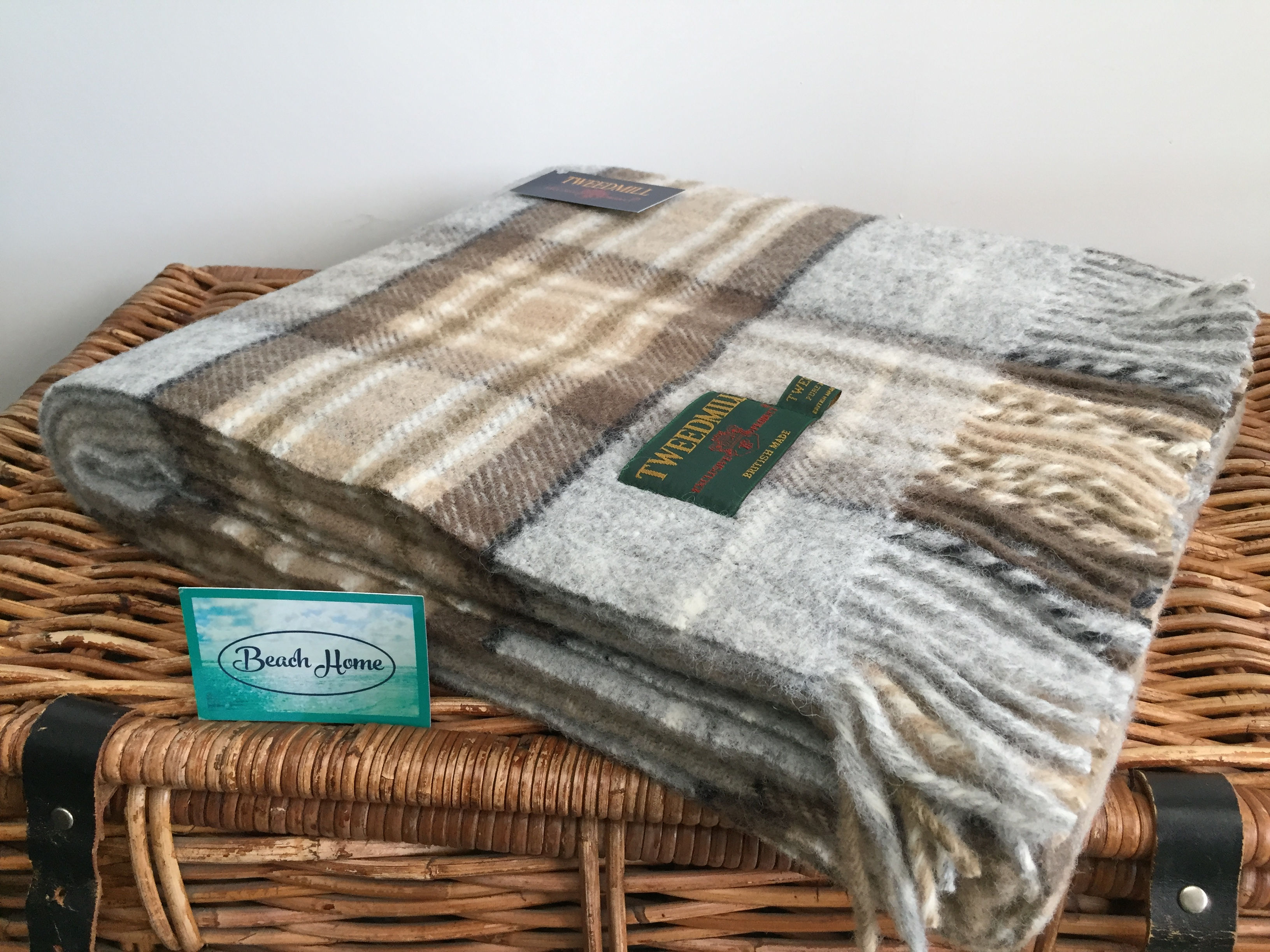 Tweedmill Textiles McKellar Grey and brown check tartan throw/ blanket