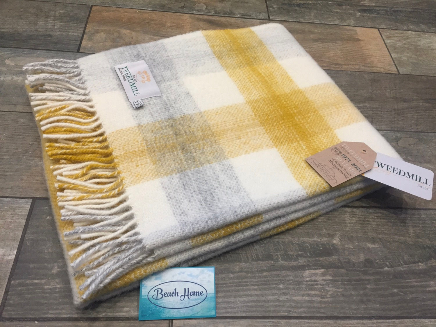 Tweedmill Textiles Yellow Meadow check Pure wool knee Blanket