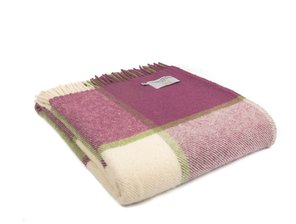 Thumbnail: Tweedmill Textiles Pure New Wool Raspberry Pink & Green Check Throw/Blanket/Rug