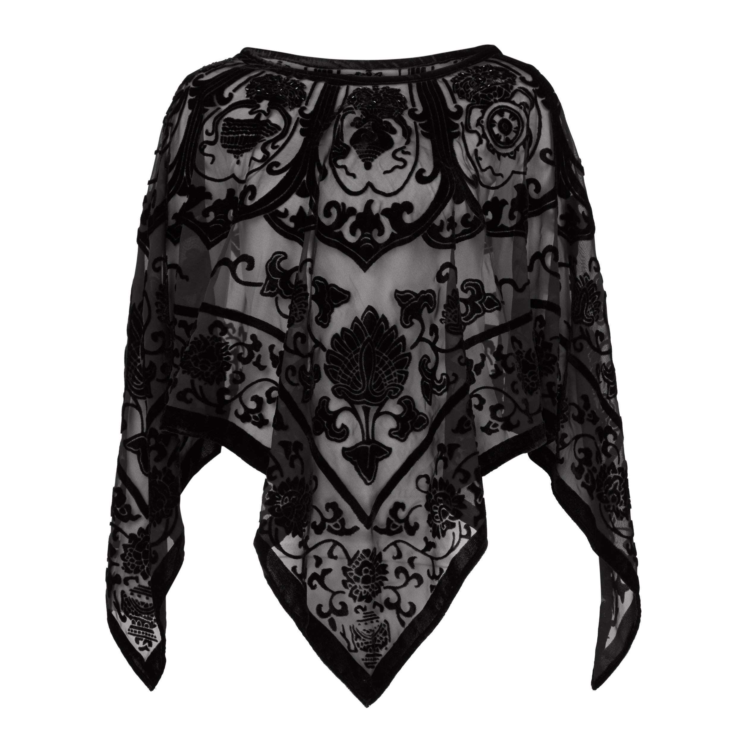 Laura Ashley Devore Velvet Beaded Poncho