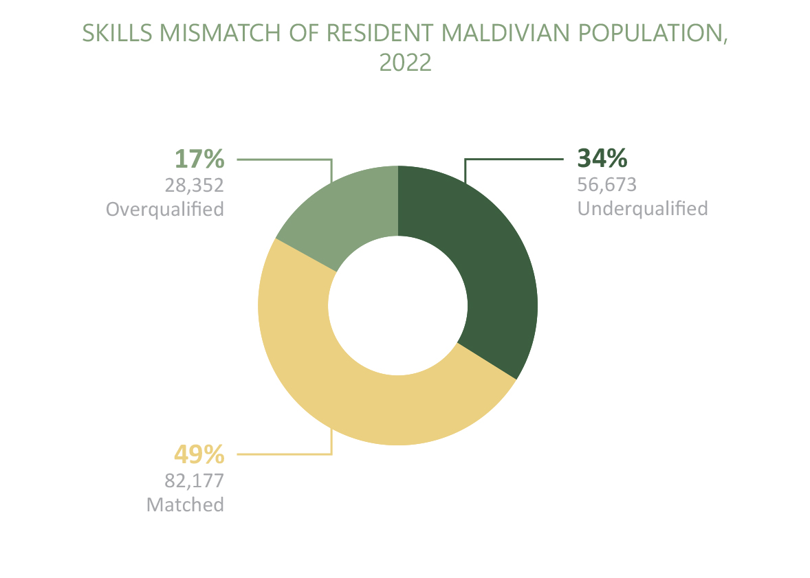 National Bureau of Statistics. (2024, July). Employment Report: Census 2022. Figure 41: Skills mismatch by education level of Resident Maldivians (p. 103)
