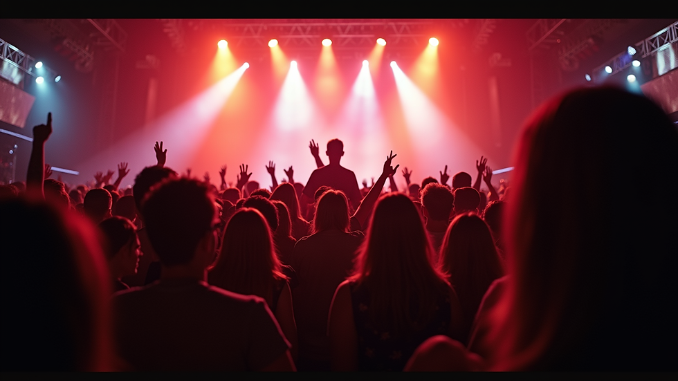 Eye-level view of a crowded hardcore concert with energetic fans