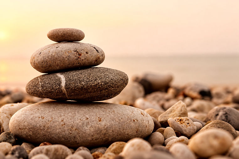 wellness rocks, pebble beach for self healing