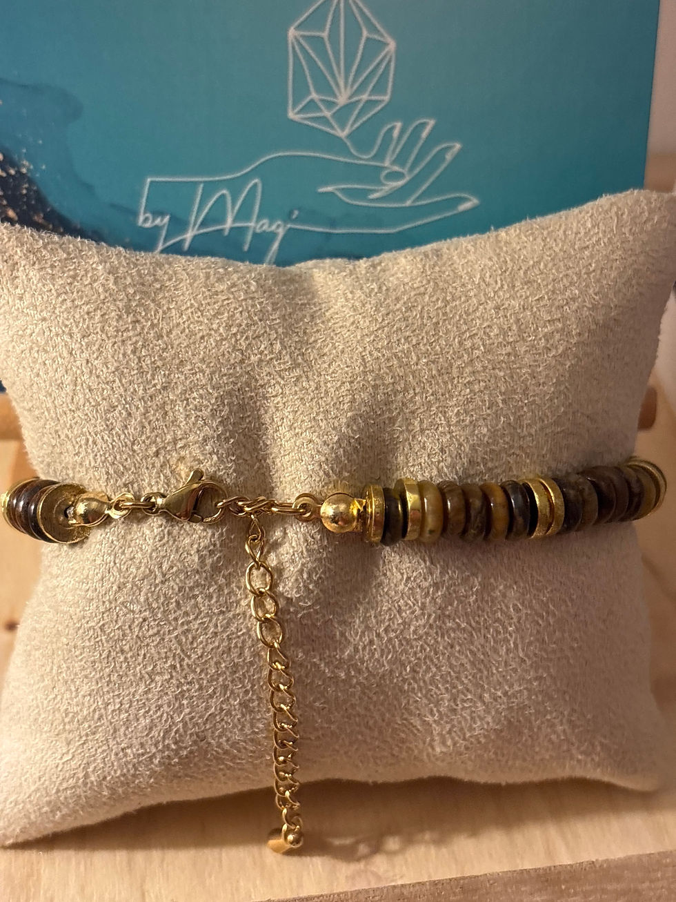 Miniature : Bracelet ajustable doré Œil de Tigre 