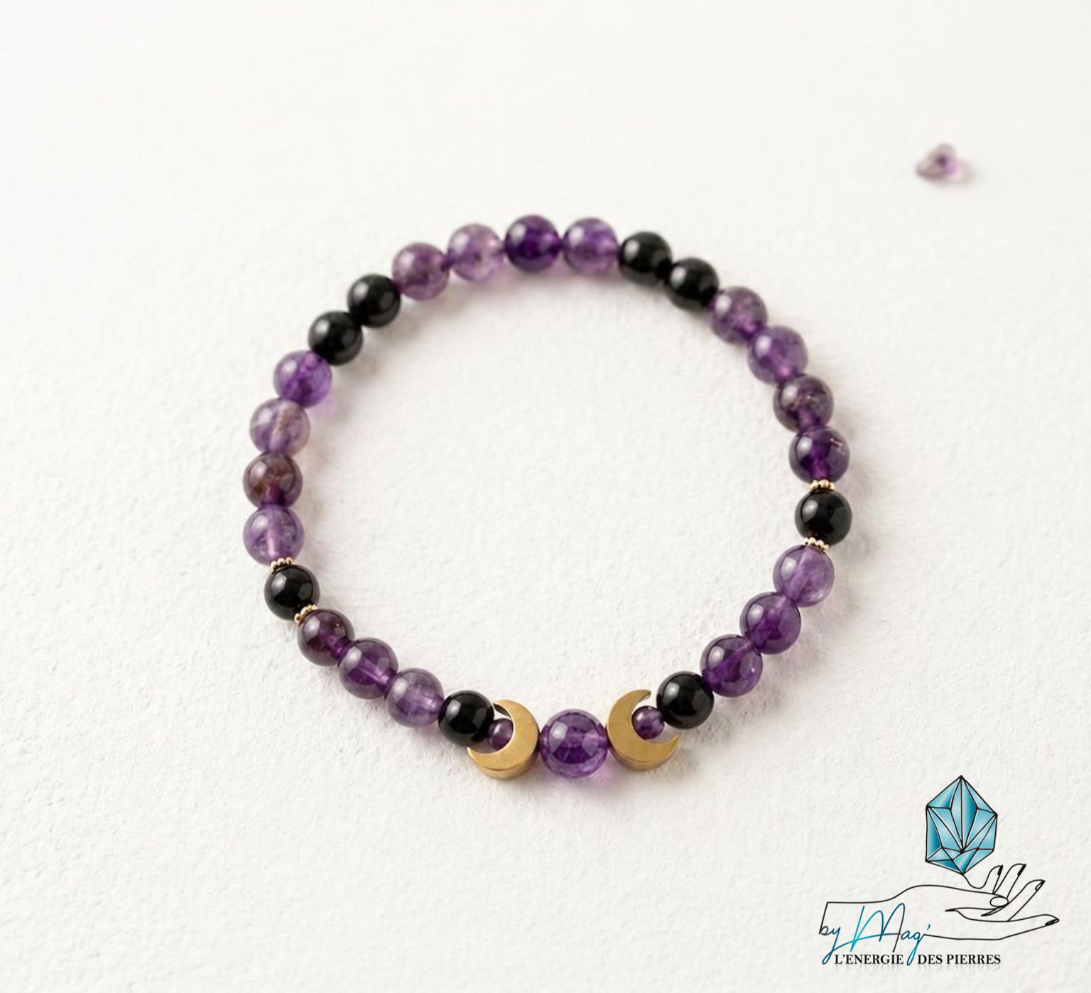 Bracelet Moon Amthyste Tourmaline 6 mm