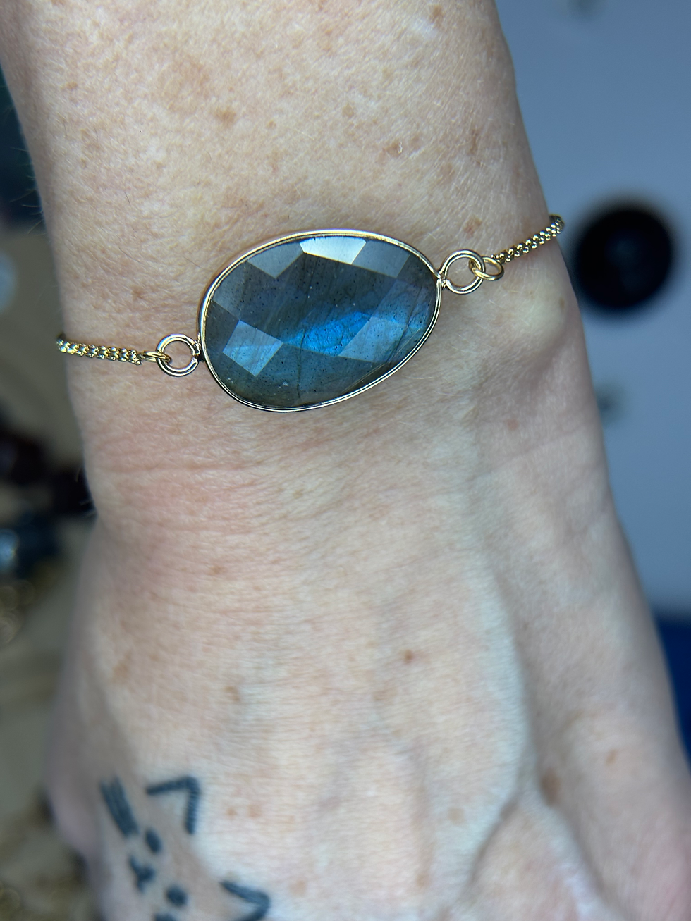 Miniature : Bracelet  ajustable sur chaine en Labradorite 