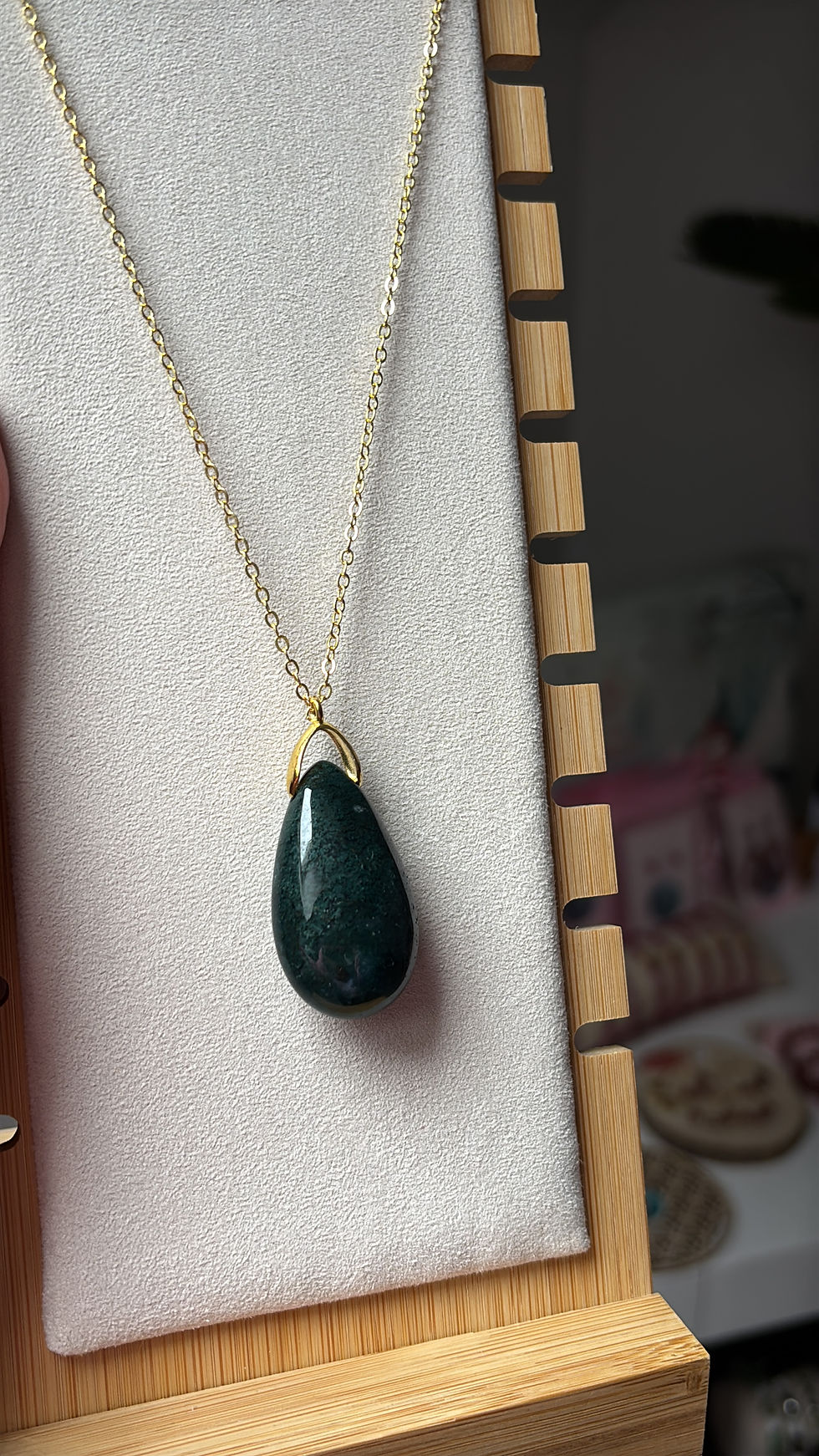 Miniature : Sautoir  doré en Agate mousse 