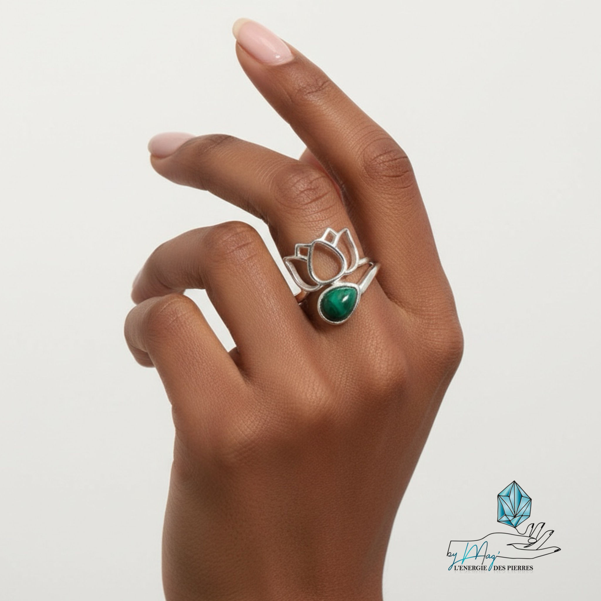 Bague Malachite ajustable argent 925